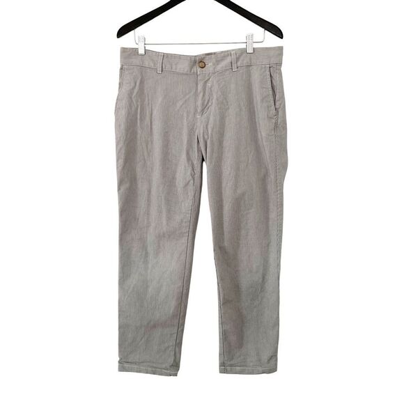 GAP Blue White Pinstripe Girlfriend Khaki Yarn Cotton Pants - Picture 1 of 11